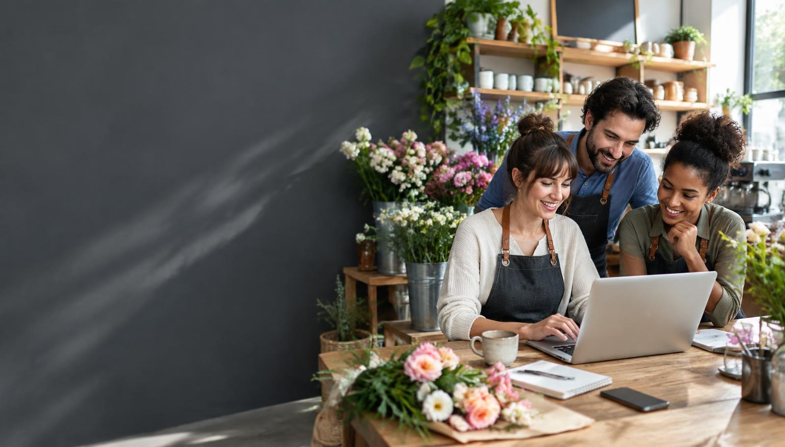 Local business owners working on their online presence